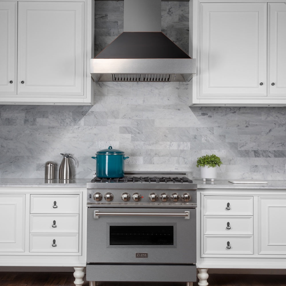 36 Inch Wall Mount Chimney Hood with 700 CFM - (8654ORB36) -