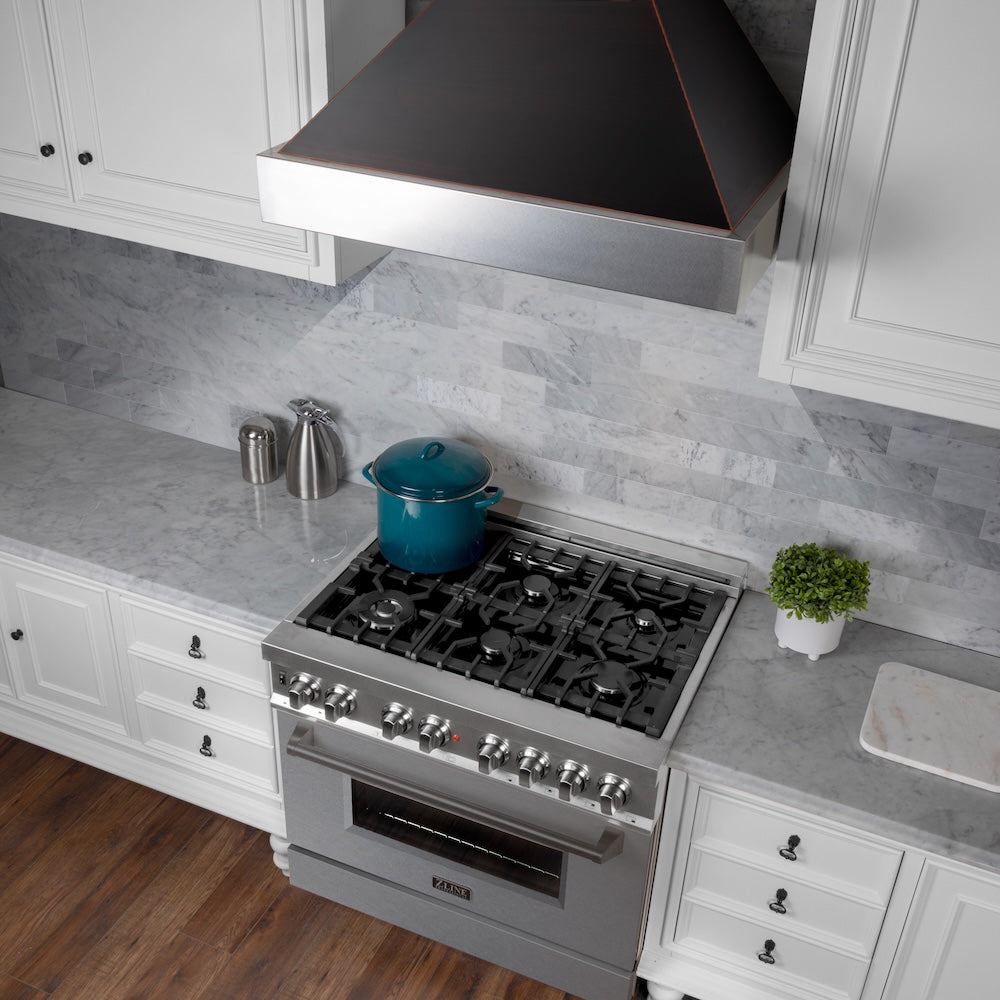 36 Inch Wall Mount Chimney Hood with 700 CFM - (8654ORB36) -