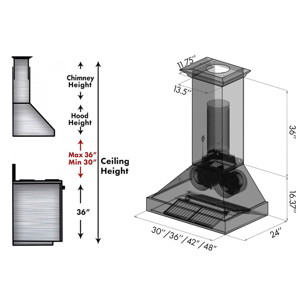 Designer Series Wall Mount Range Hood (8667B) - 48 Inch - (8667B48) -
