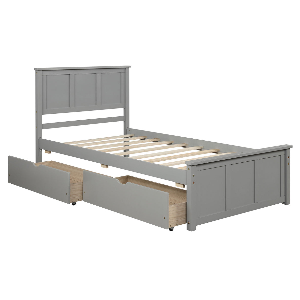 Platform Storage Bed With 2 Wheel Base Drawers
