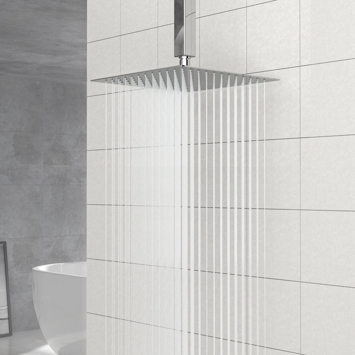 Modern 10" Square Rainfall Shower Head & Stainless Steel Wall Or Ceiling Mount Luxury Spa Shower Panel