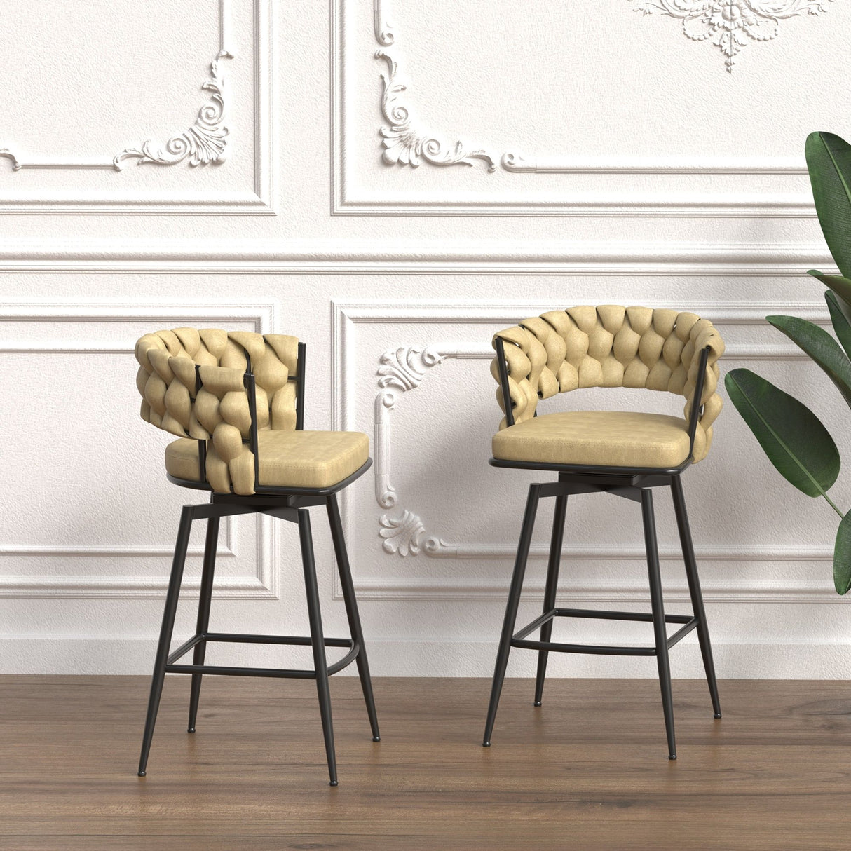 Bar Stool 360 Swivel With Back Footrest