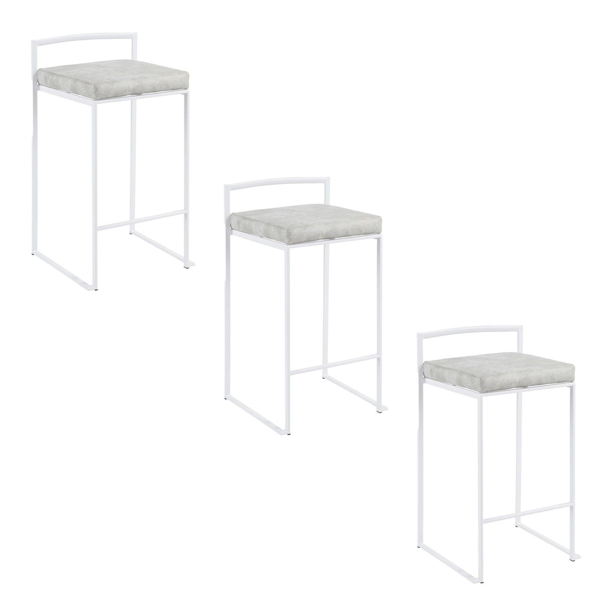 Fuji - Contemporary Stackable Counter Stool (Set of 2) - White Frame