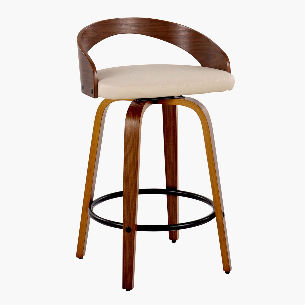Grotto - 26" Fixed-Height Counter Stool (Set of 2) - Beige And Walnut