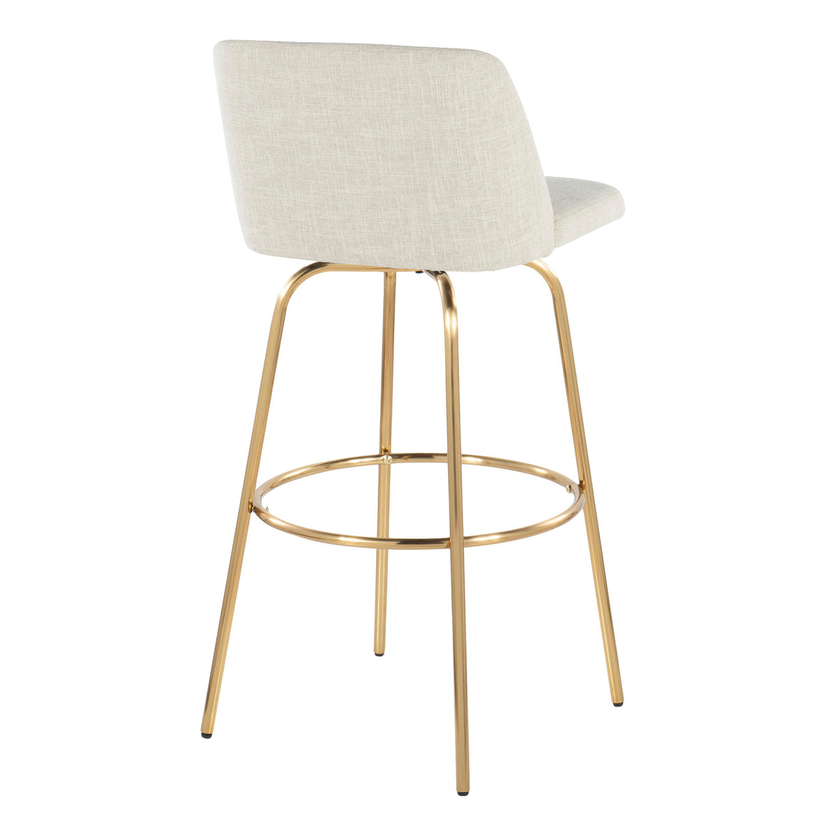 Toriano - Contemporary Fixed Height Barstool Swivel With Round Footrest (Set of 2) - Cream
