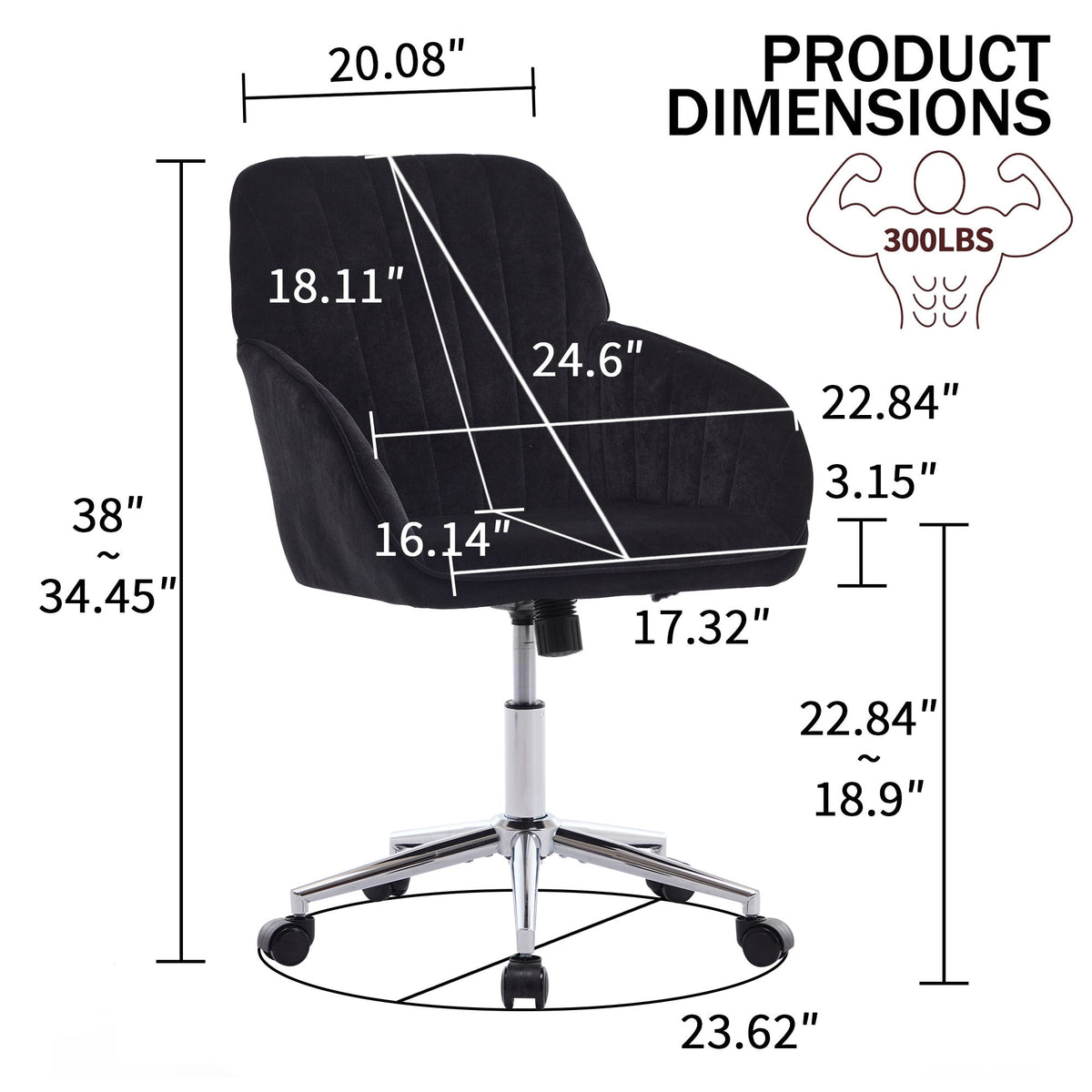 Adjustable Ergonomic Office Chair, Swivel Backrest Seat