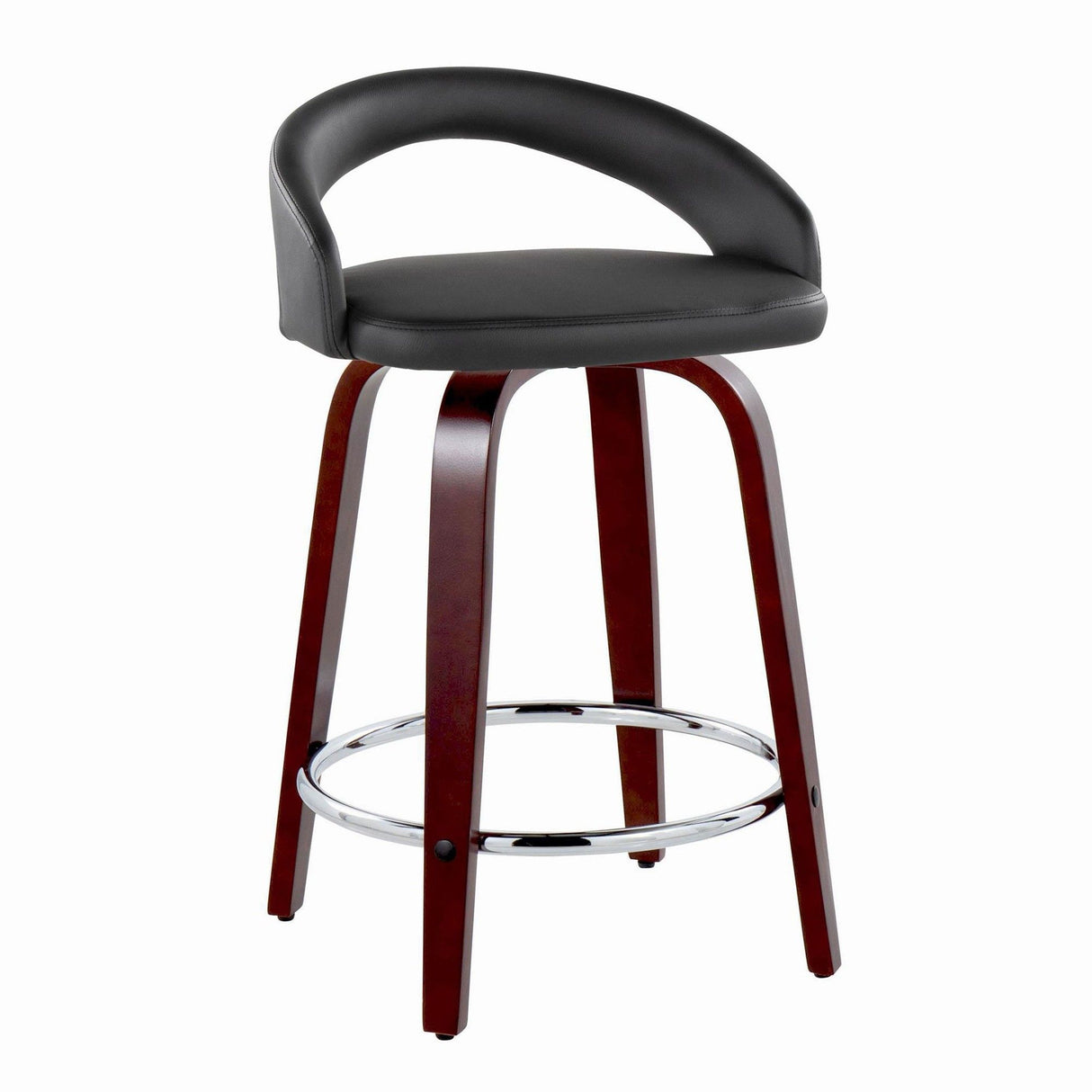 Grotto - Upholstered Fixed-Height Counter Stool With Mahogany Wood Base (Set of 2)