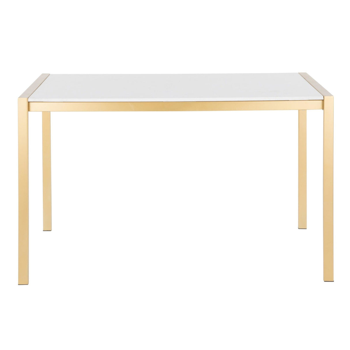 Fuji - Modern / Glam Dining Table - Gold Metal With White Marble Top