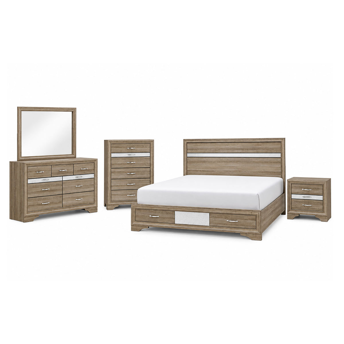 Ryder - 5 Piece Bedroom Set With Drawer Footboard