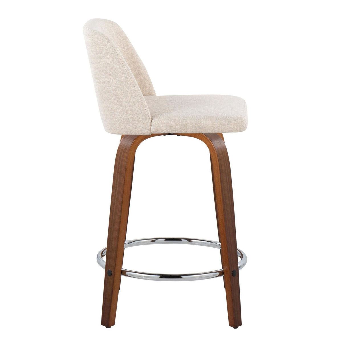 Toriano - 24" Fixed-Height Counter Stool (Set of 2) - Cream Noise And Walnut