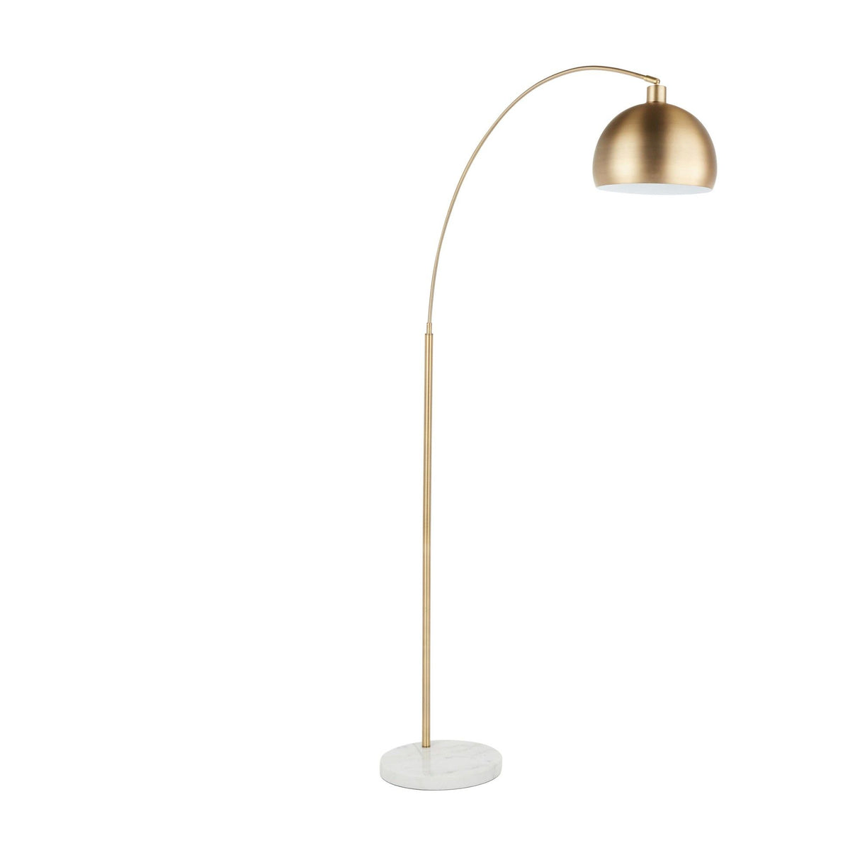 Salon - Floor Lamp - White Marble And Antique Brass Metal
