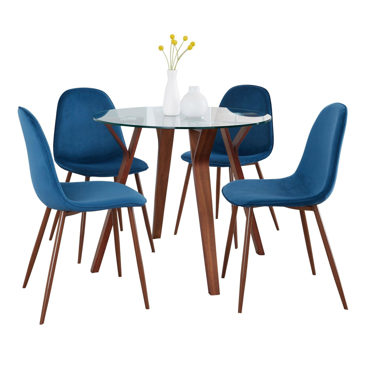 Folia - Round Pebble 5 Piece Dining Set - Blue