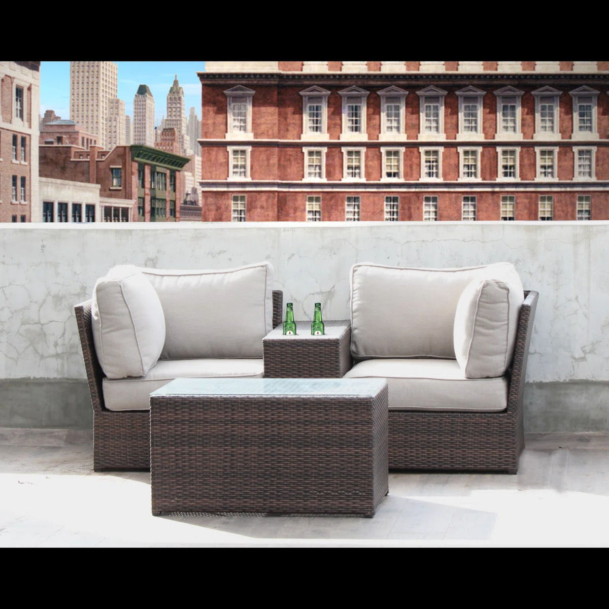Handcrafted 2 Piece Outdoor Rattan Seating Group With Cushions - Espresso