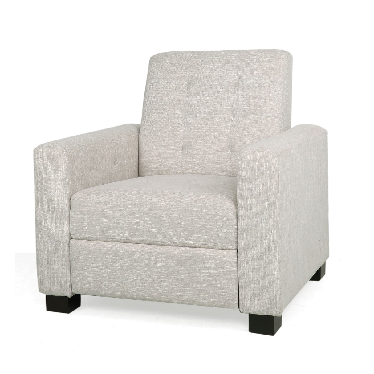 Contemporary Recliner Chair With Push Back Function And Birchwood Legs