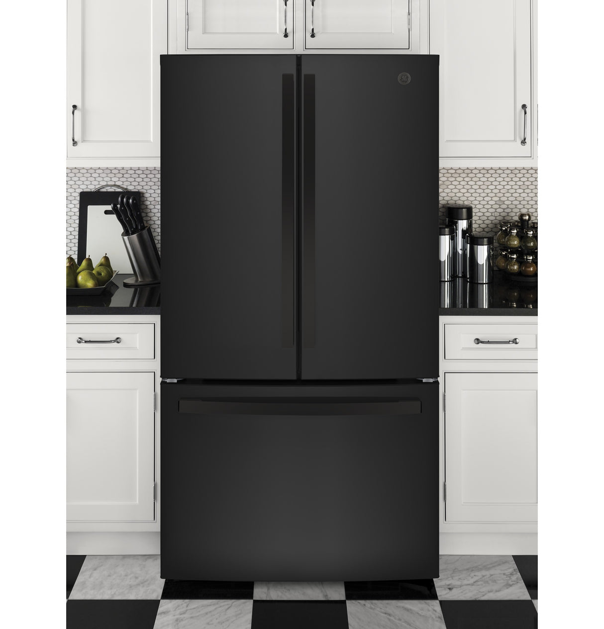 GE GNE27JGMBB - 36 in. 27 cu. ft. French Door Refrigerator with Internal Water Dispenser - Black