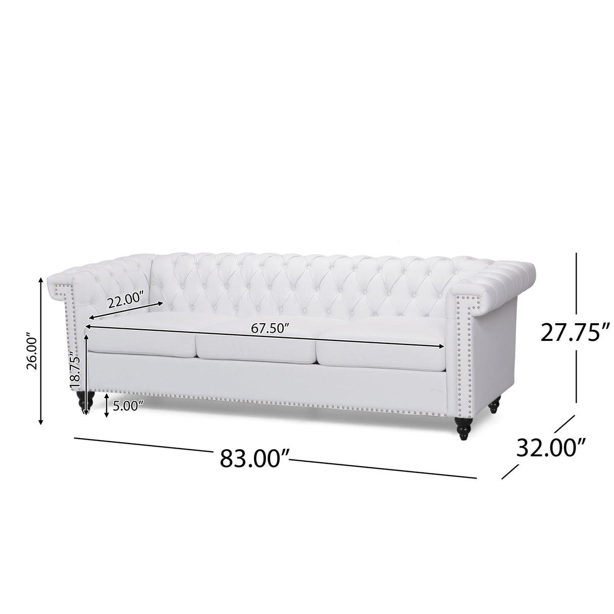 Chesterfield Style 3 Seater Sofa With Deep Button Tufting