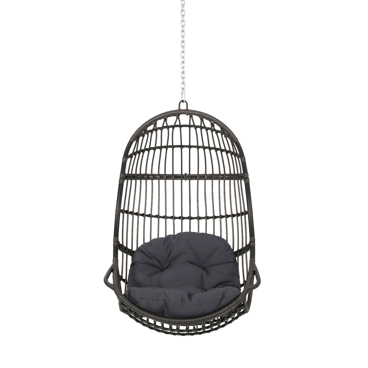 Rustic Hanging Basket Chair With Cushion