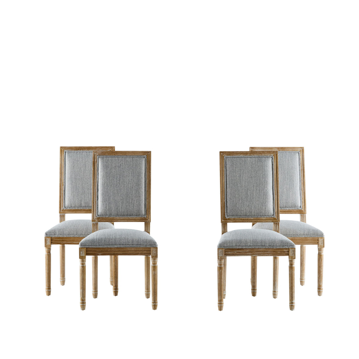 French Country Style Dining Chair With Upholstered Seating And Fluted Legs