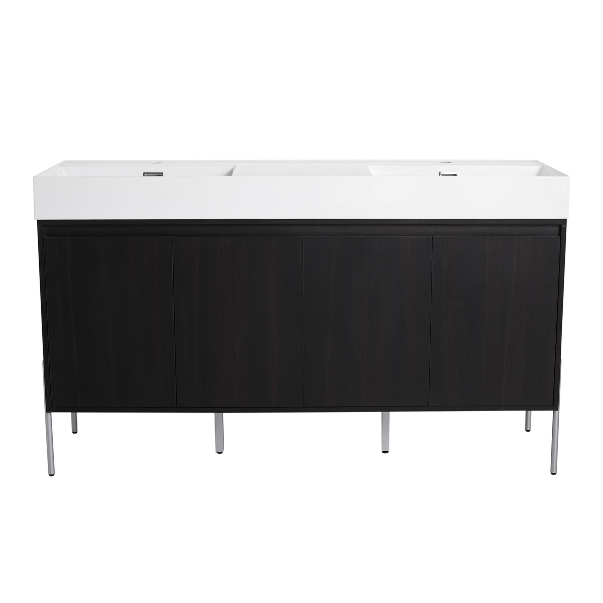 Freestanding Bathroom Vanity With Resin Sink And Storage Cabinet