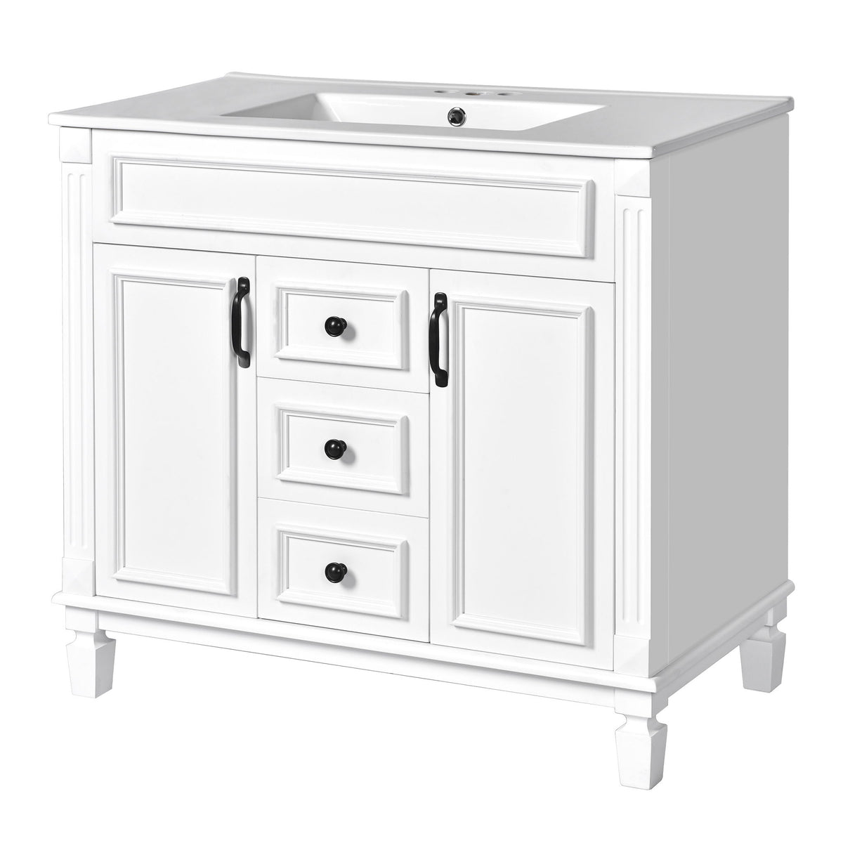 Bathroom Vanity With Top Sink, Cabinet With 2 Soft Closing Doors And Drawers