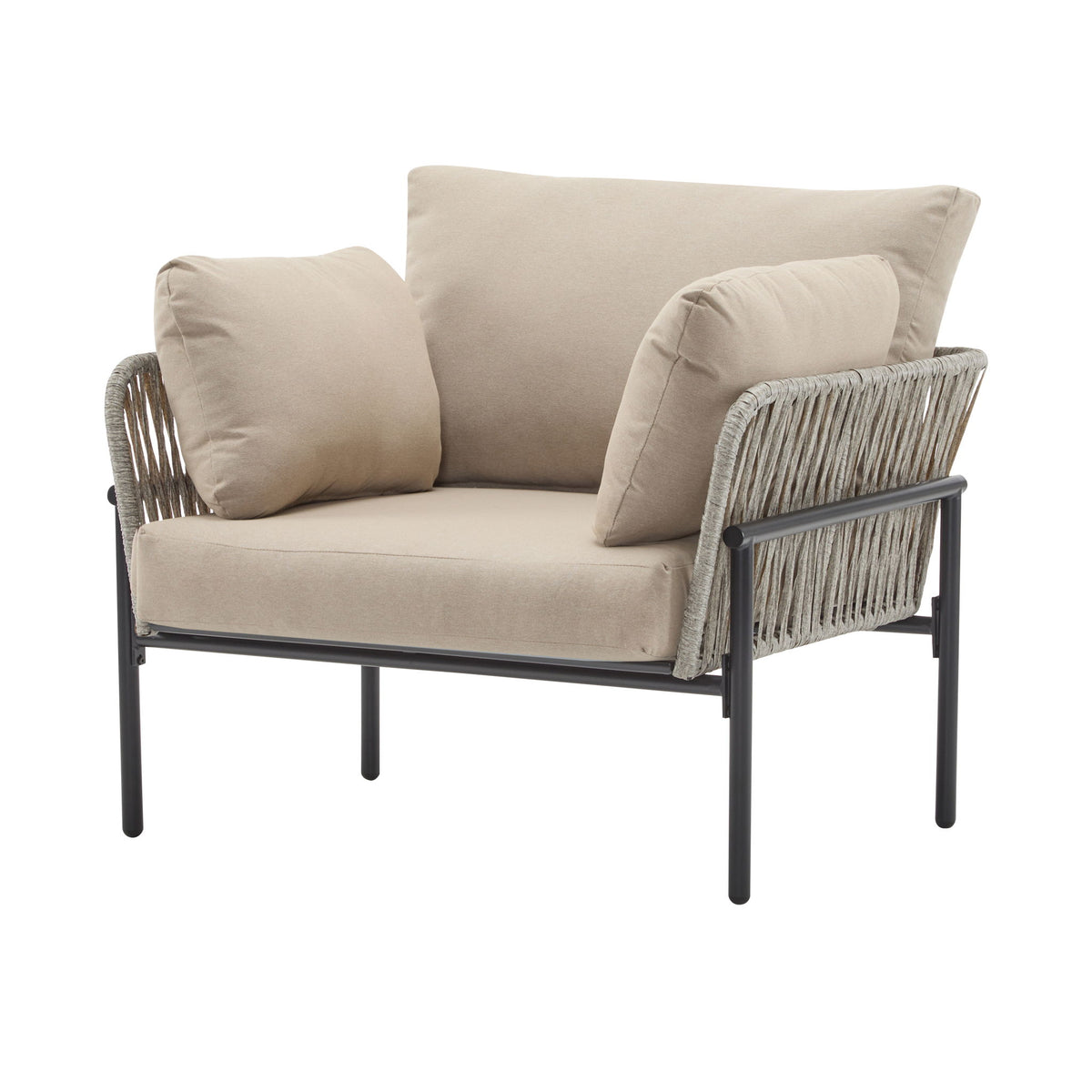 Rope Lounge Chair With Cushions For Modern Spaces