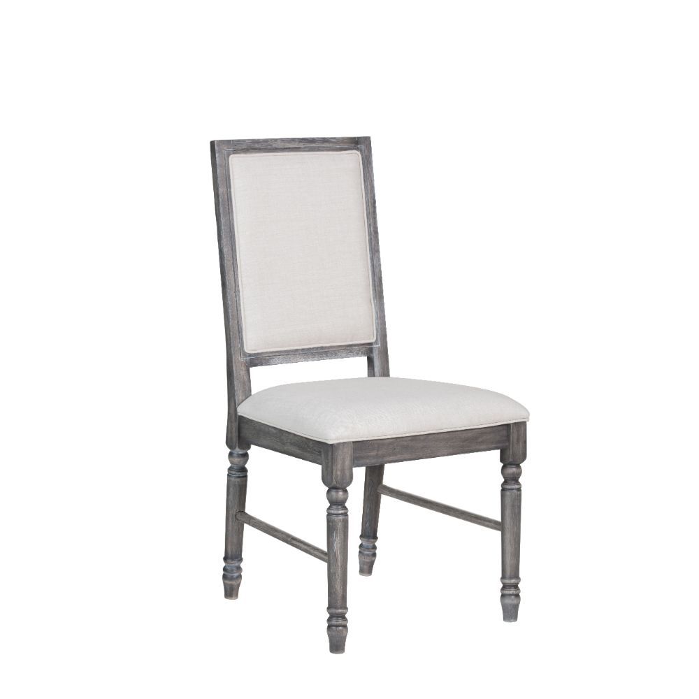 Leventis - Side Chair Set of 2) - Cream Linen & Weathered Gray