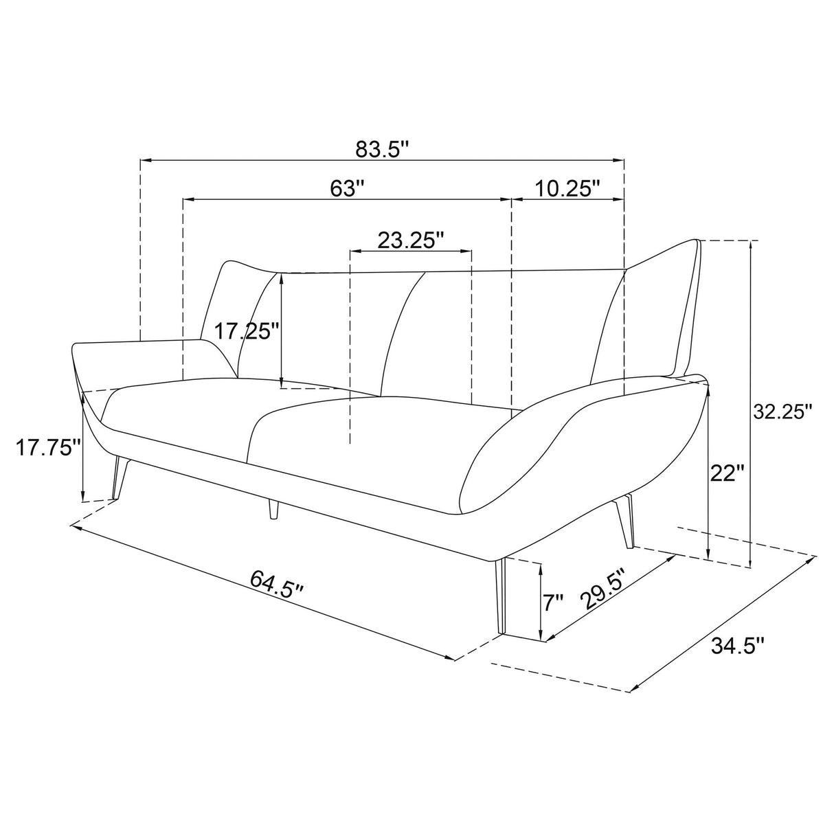 Logan - Flared Arm Sofa Sofa - Teal Blue