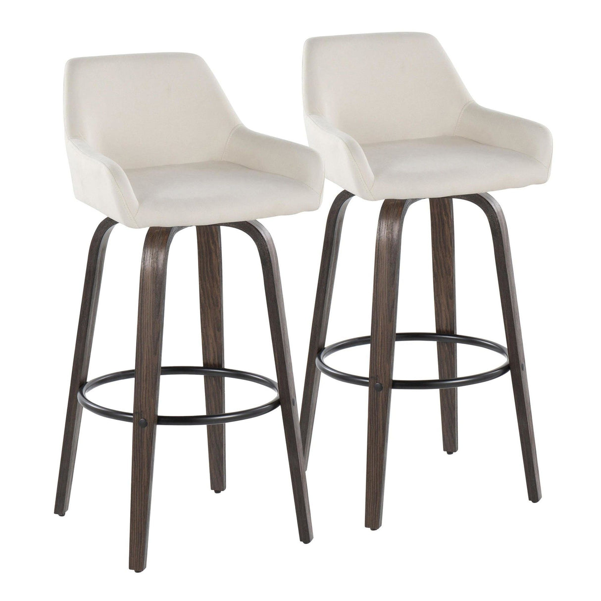 Daniella - 30" Fixed-Height Barstool (Set of 2) - White And Walnut