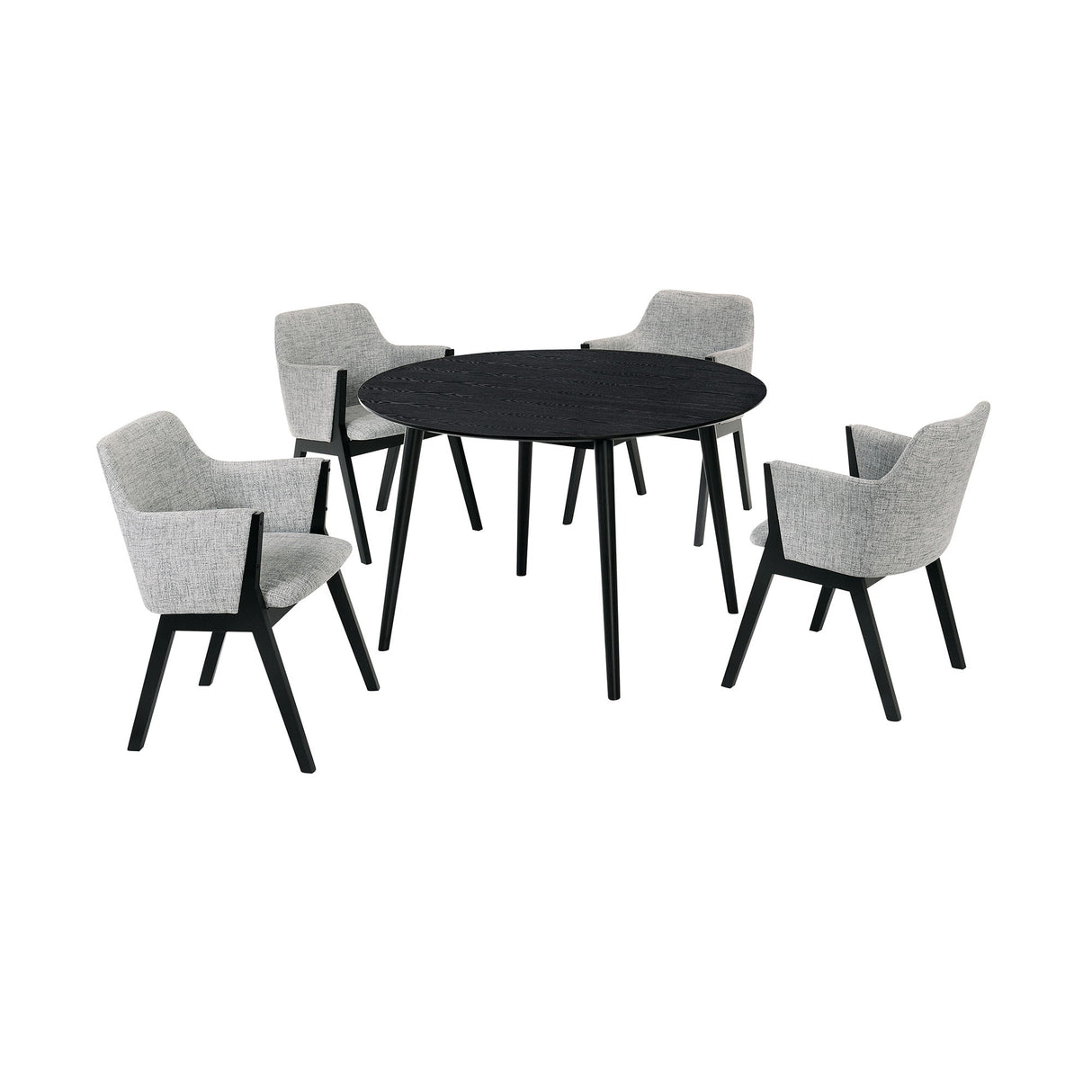 Arcadia And Renzo - Round 5 Piece Dining Set - Black