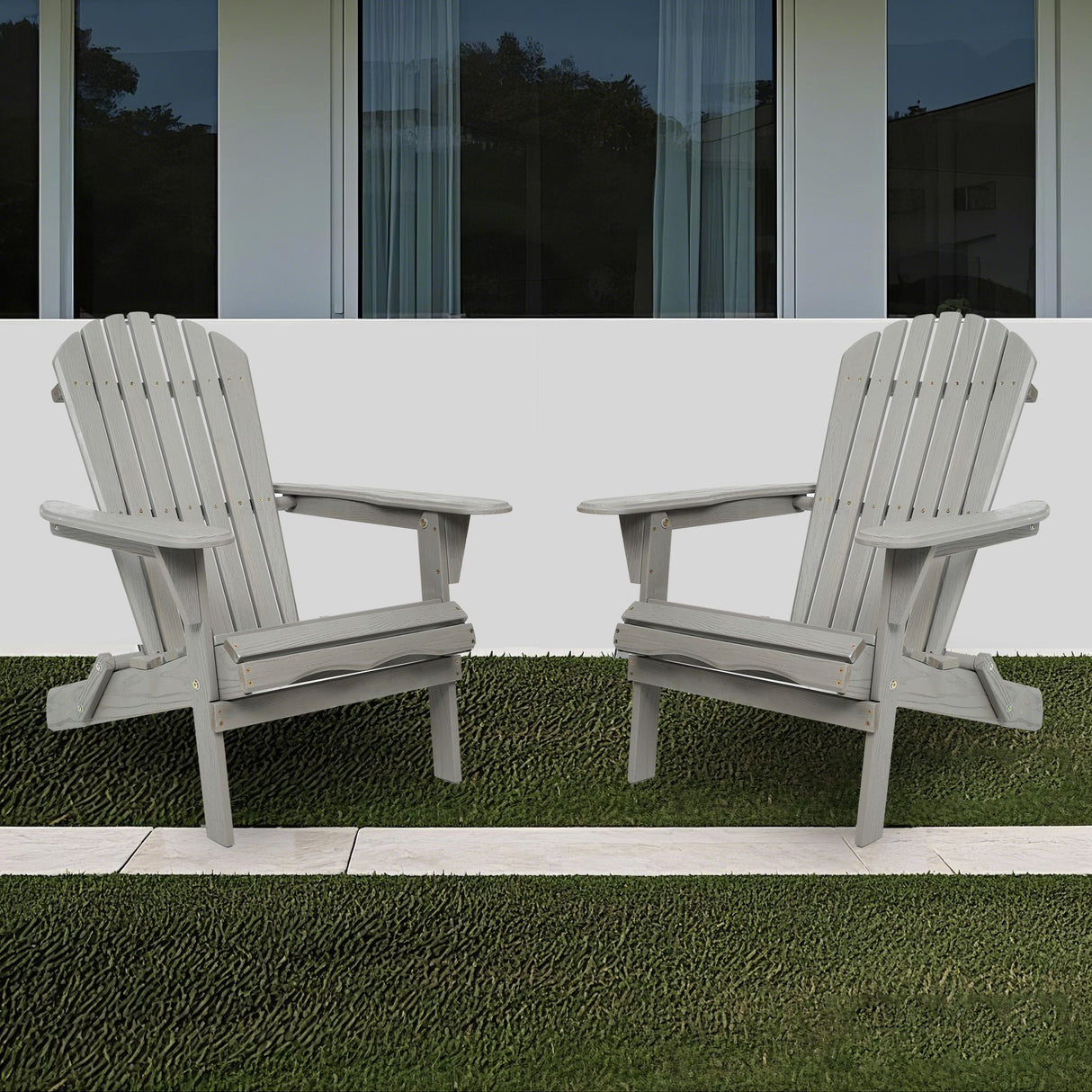 Lounge Patio Chair For Garden Outdoor Wooden Folding Adirondack Chair (Set of 2) Solid Cedar Wood Lounge Patio Chair For Garden