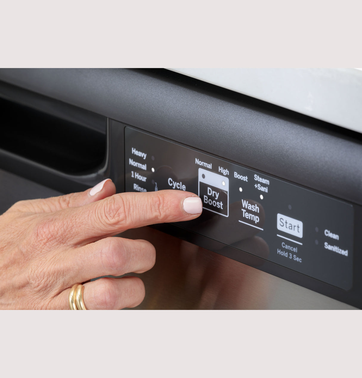 GE GDF535PGRCC - 24 in. Front Control Flush-Mount Dishwasher with 55 dBa Sound Level, Dry Boost & Pocket Handle - Bisque
