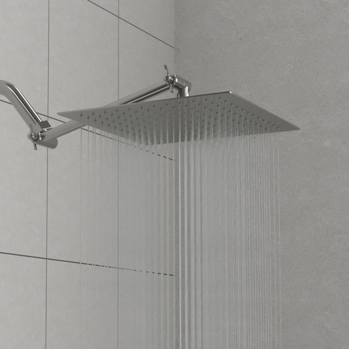 Luxury Rain Shower Head With Adjustable Arm, 10" Square, Stainless Steel - Brushed Nickel