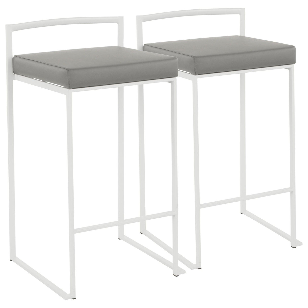 Fuji - Contemporary Stackable Counter Stool (Set of 2) - White Frame