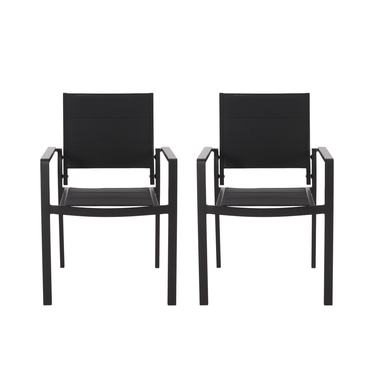 Baird - Outdoor Mesh And Aluminum Dining Chairs - Black