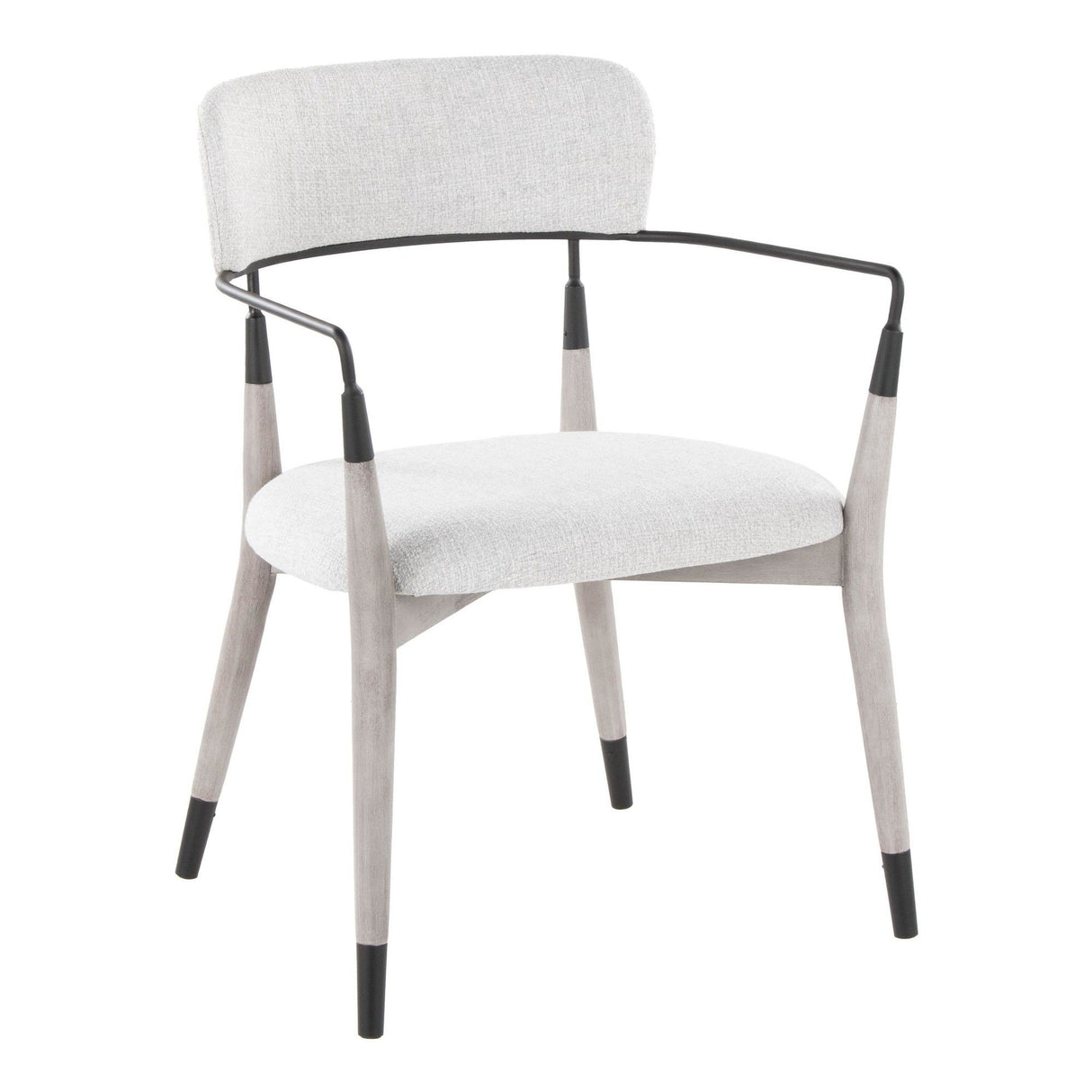Savannah - Chair (Set of 2) - Gray Brushed Wood, Light Gray Fabric, Black Metal