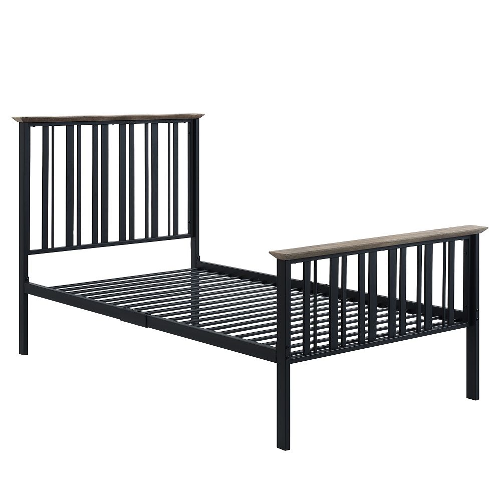 Zudora - Twin Bed - Antique Oak & Black