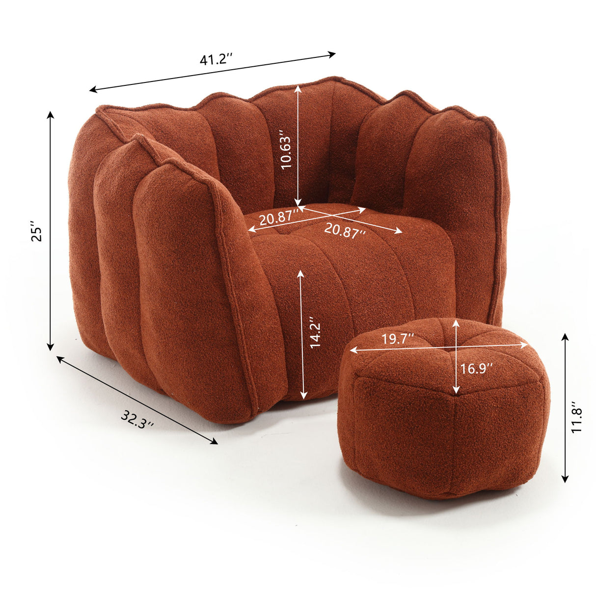 Soft Chenille Bean Bag Chair With High Resilient Foam