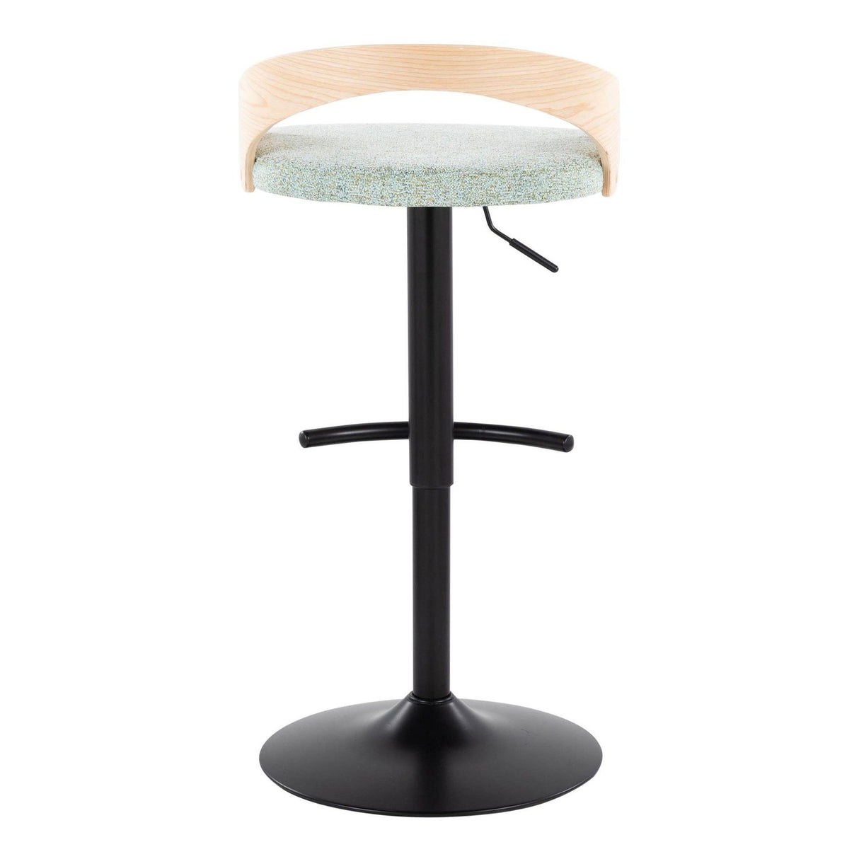 Grotto - Adjustable Barstool - Black Metal, Natural Wood