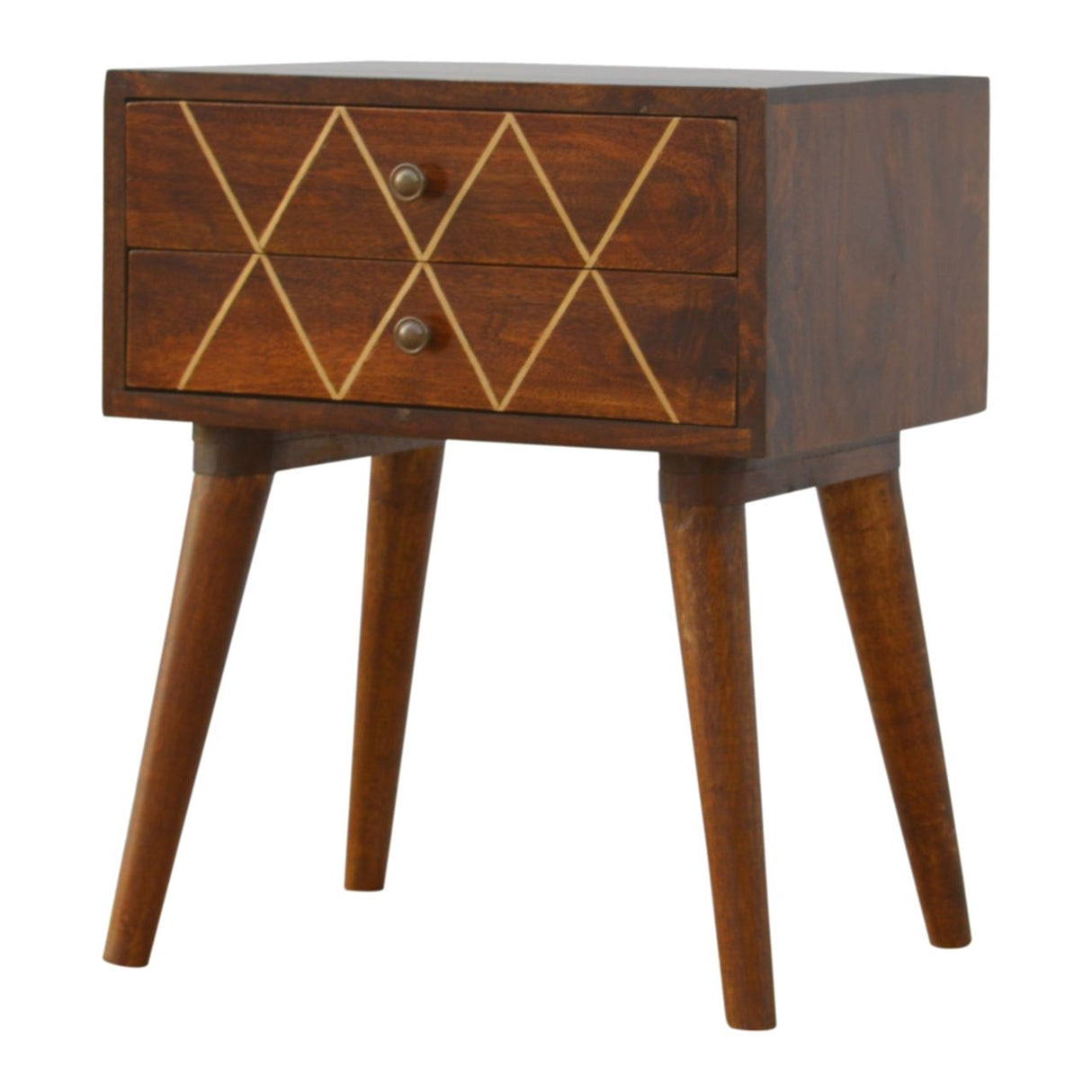 Inlay - Geo Brass Bedside Table - Chestnut