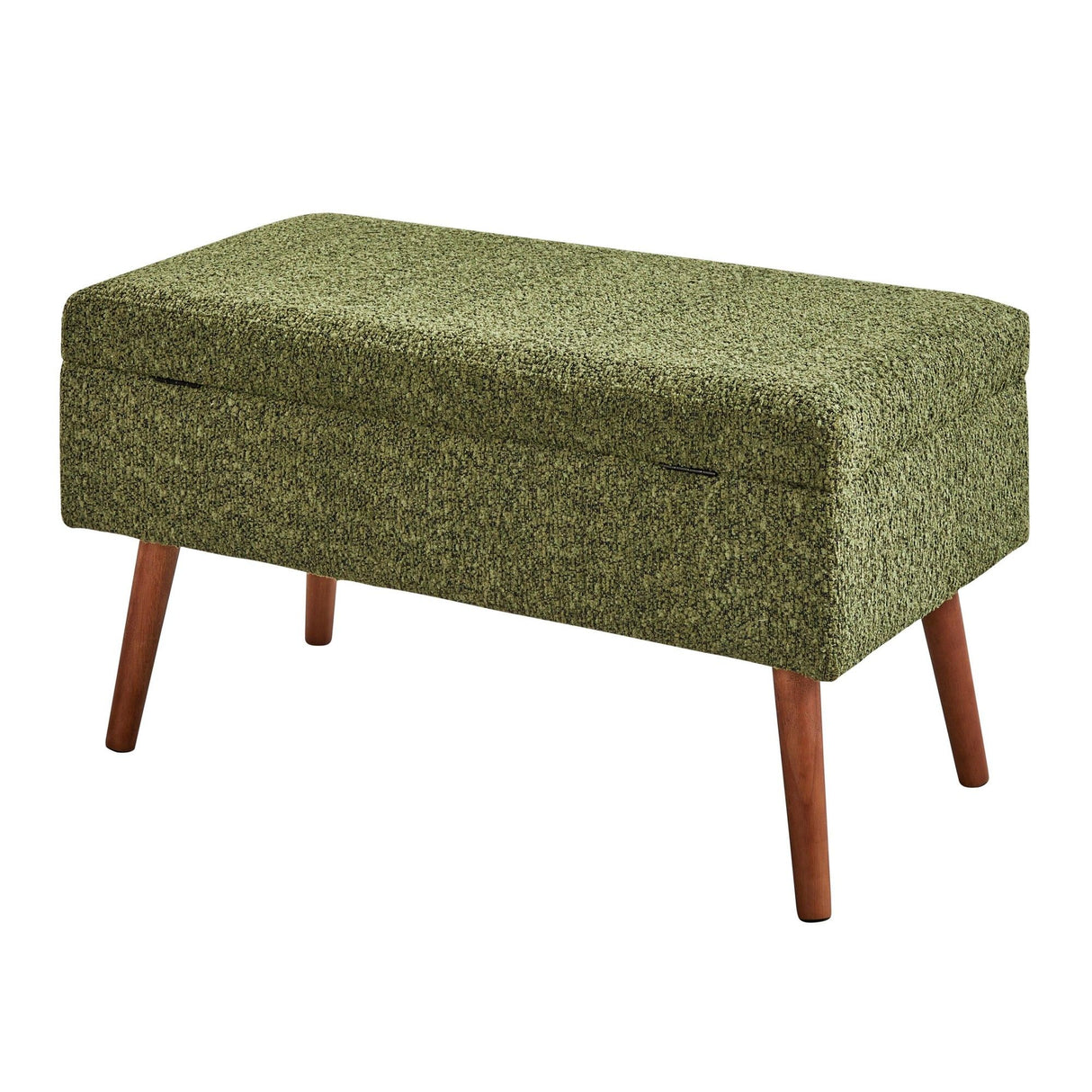 Storage - Bench - Brown Wood, Dark Green Fabric