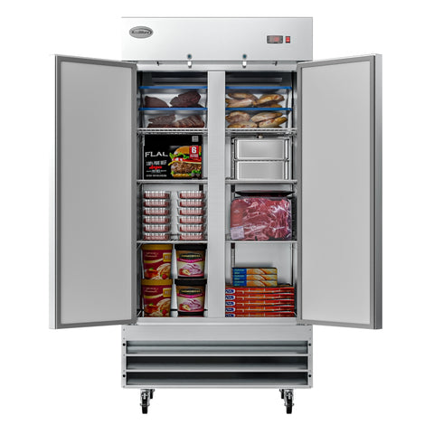 39 in. Commercial Stainless Steel 2-Door Reach-In Freezer, 30 cu. ft. RIF-2D-SS35C