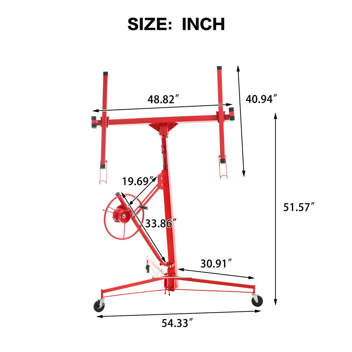 Drywall Lift Panel Hoist Jack Lifter With Caster Wheels And Telescopic Arm