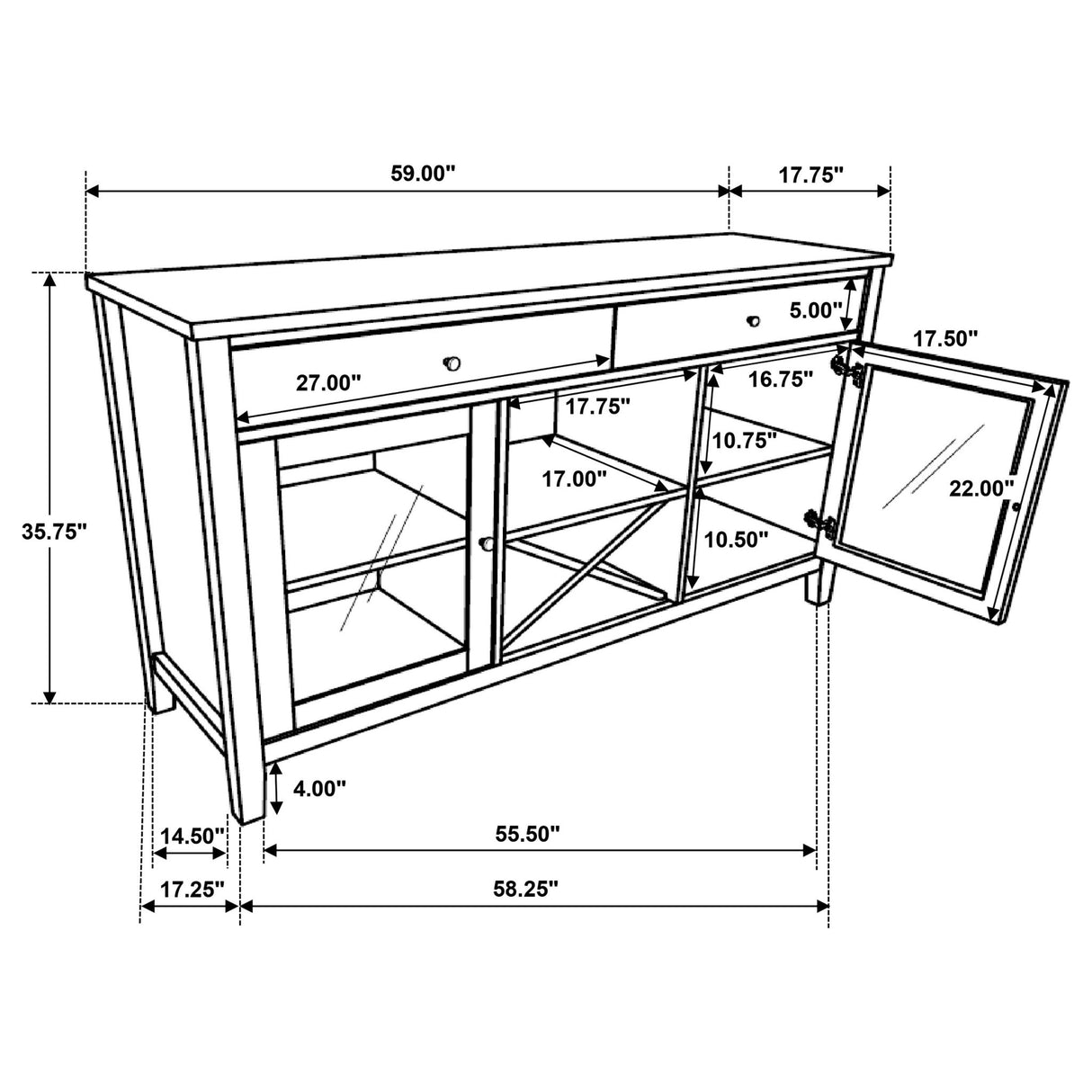Prager - 2 Door Dining Sideboard - White