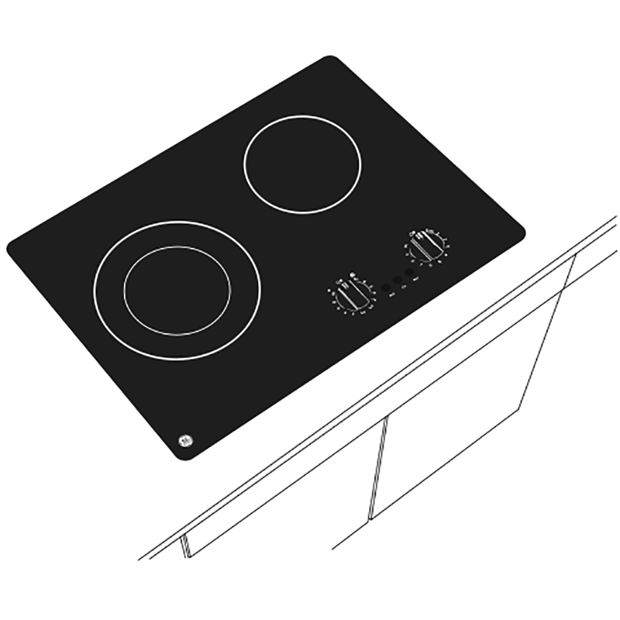 GE JP3021DPBB - 21 in. 2-Burner Electric Radiant Cooktop with Simmer Burner - Black