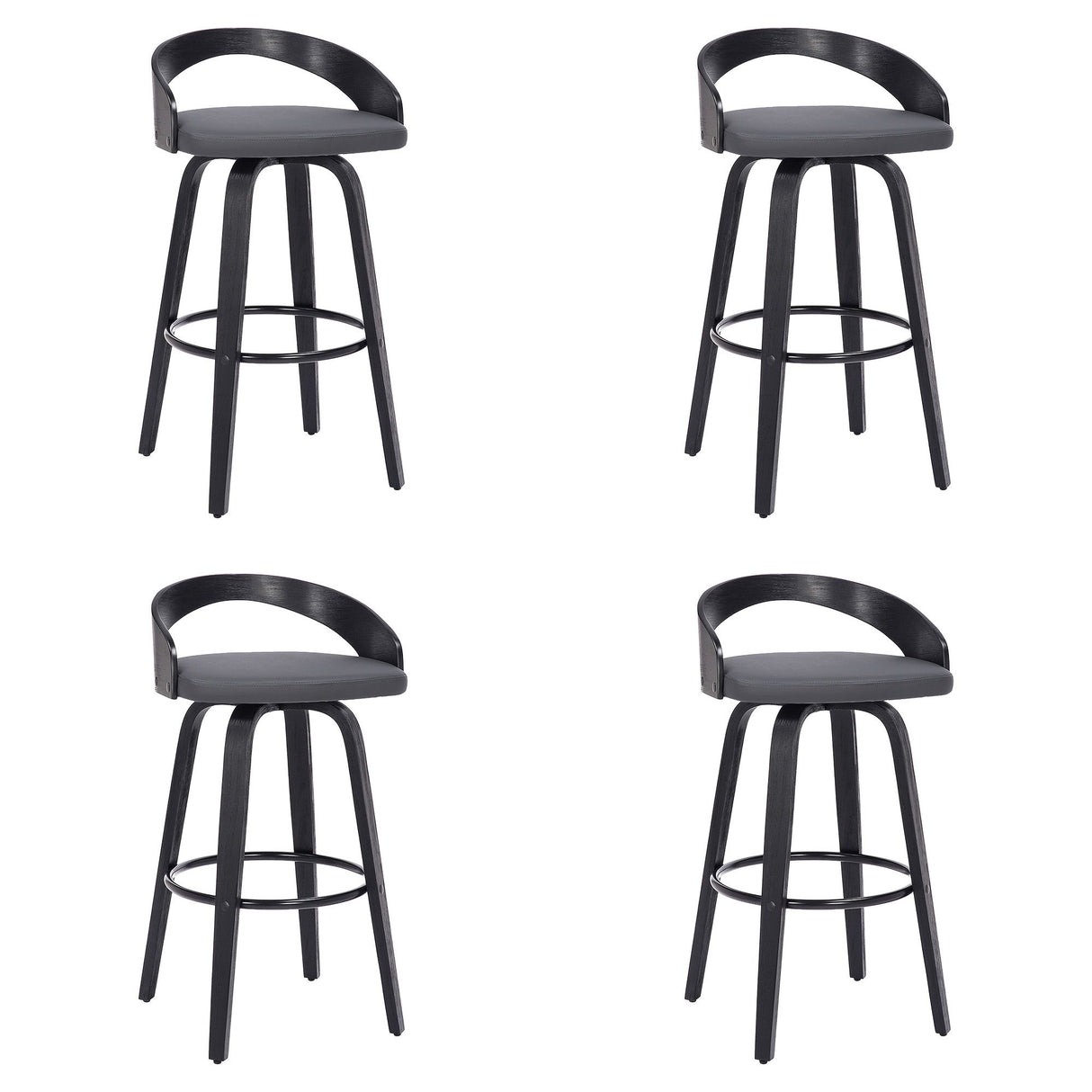 Sonia - 26" Counter Height Swivel Bar Stool - Black Wood