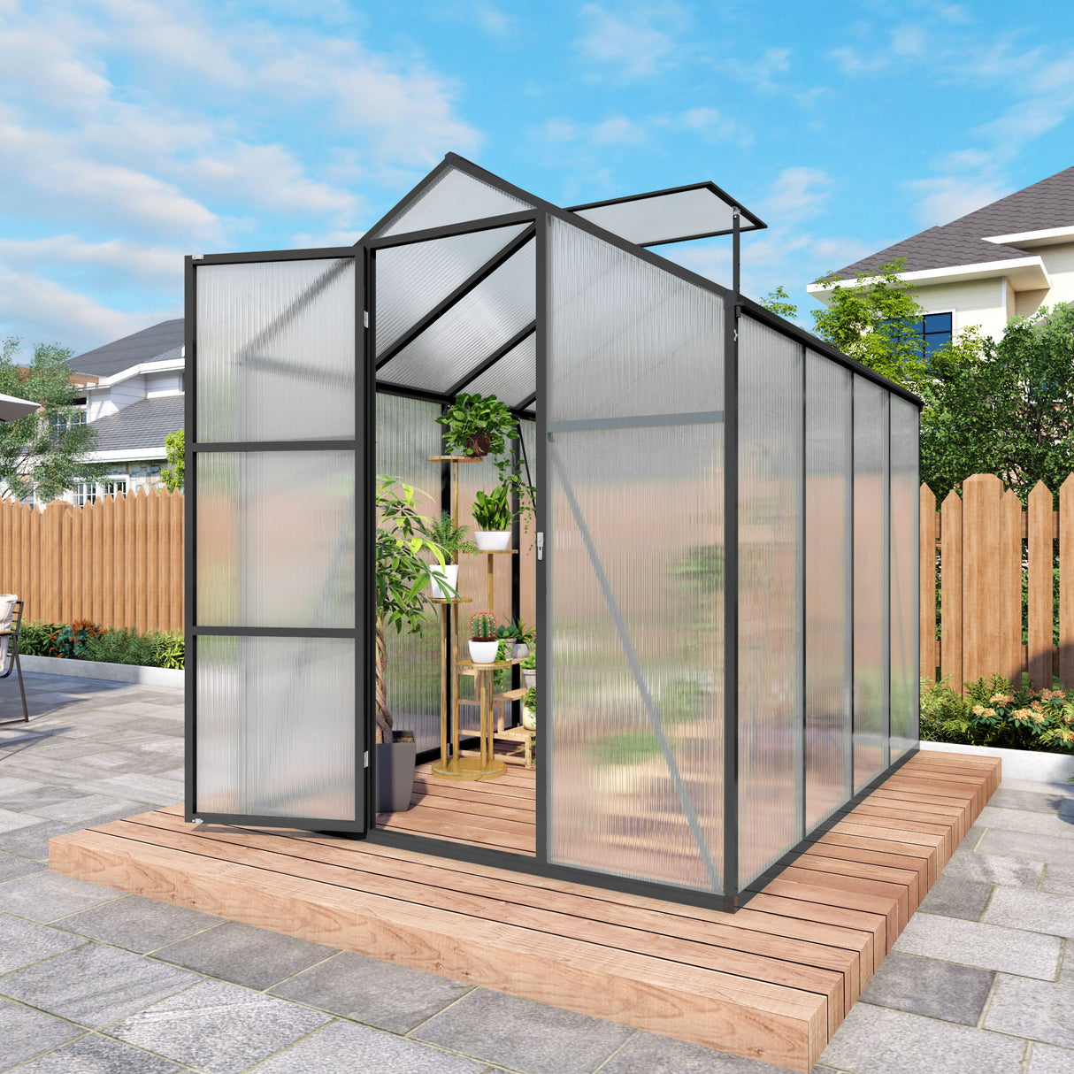 Gain Height Windproof Greenhouse With Raised Base