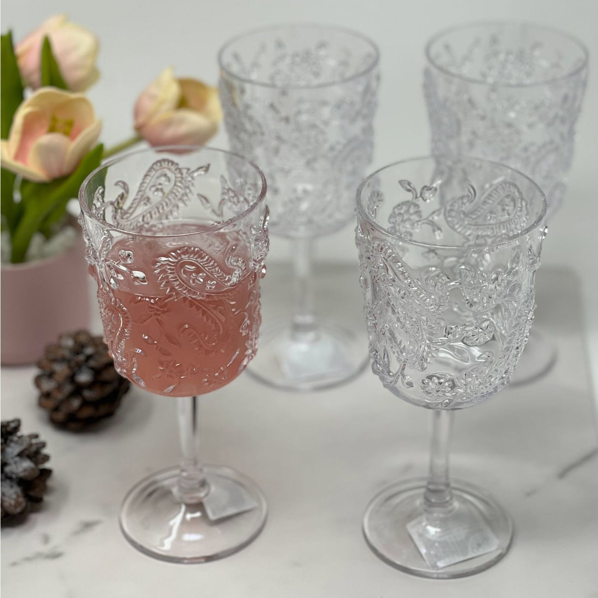 Paisley Acrylic Wine Glasses (Set of 4)