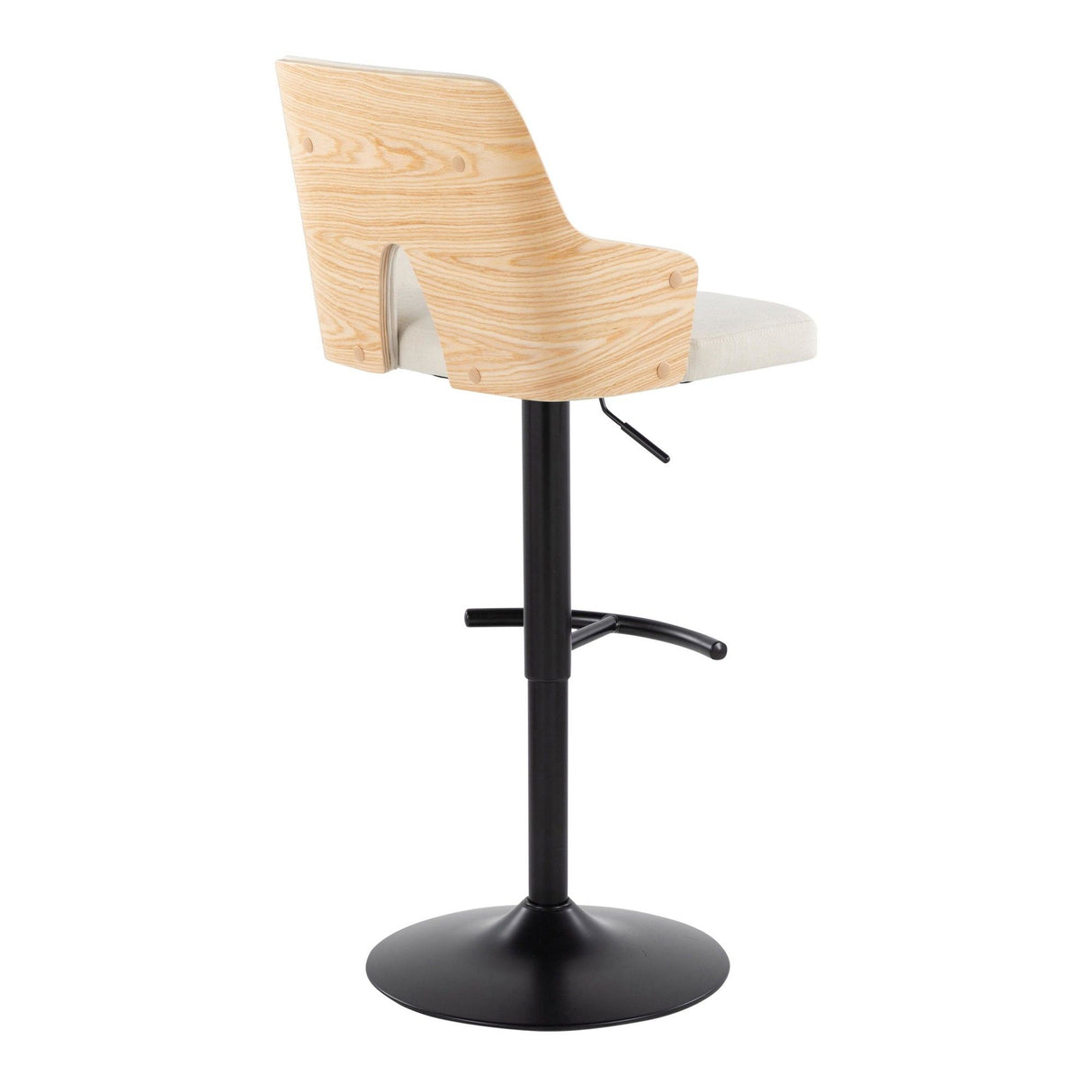 Stella - Adjustable Barstool (Set of 2) - Balck Base & Natural Backrest