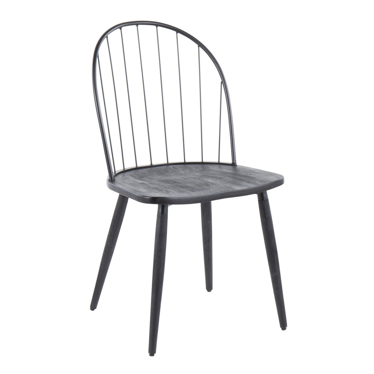 Riley - High Back Armless Chair (Set of 2) - Black Metal And Black Wood
