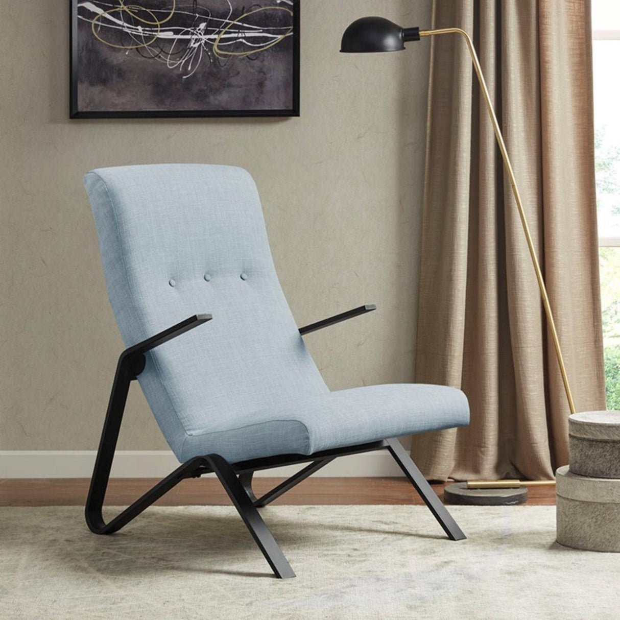 Manhattan - Accent Chair With High Back Support - Light Blue